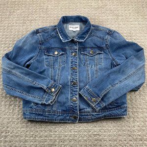 Velvet Heart Jean Jacket Women Large L Blue Denim Button Up Casual Distressed